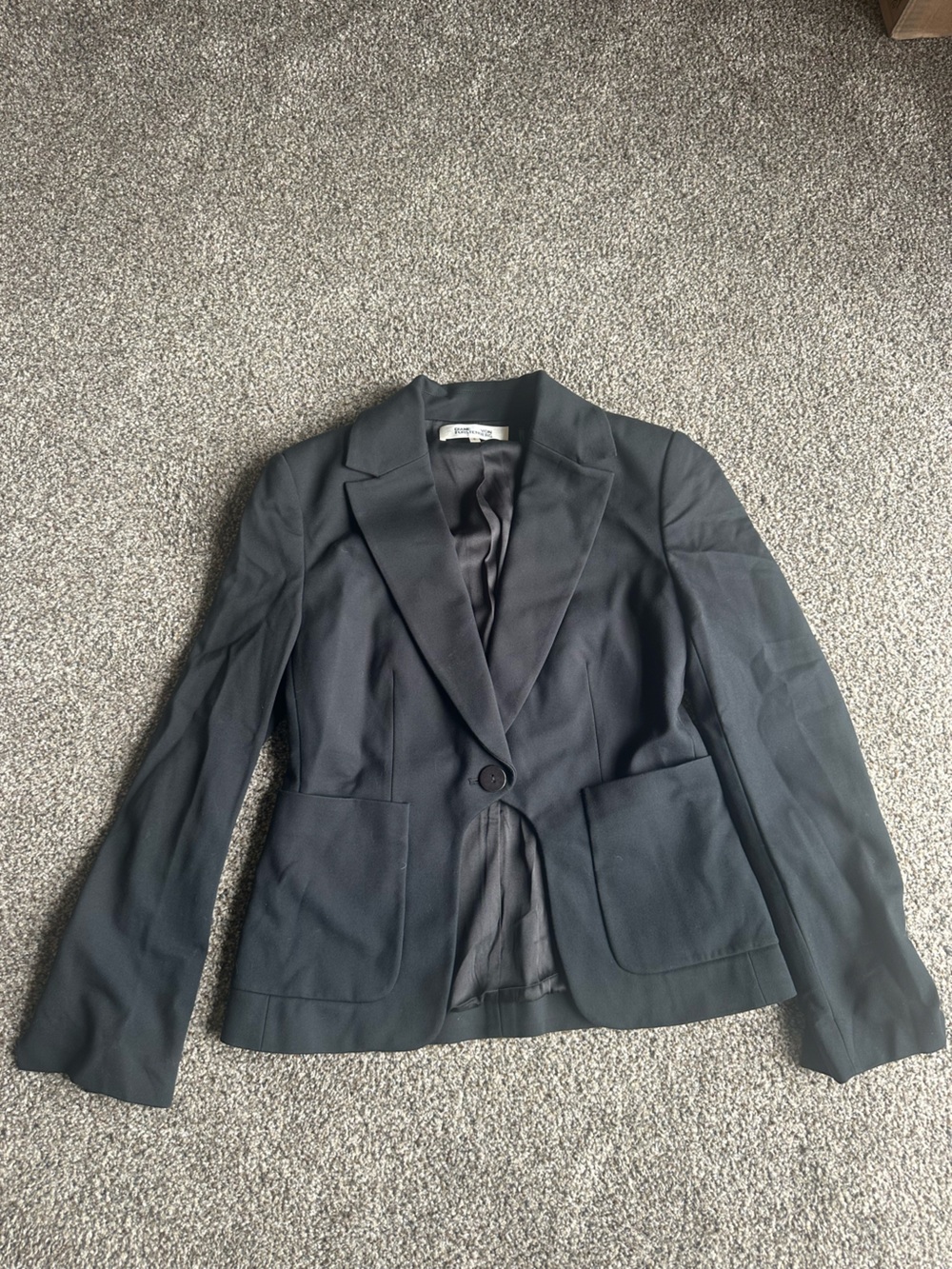 Diane Von Furstenberg Black Dress or Top with Satin Finish